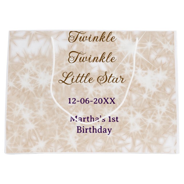 Bolsa De Regalo Grande Brown glitter twinkle twinkle little star birthday (Anverso)