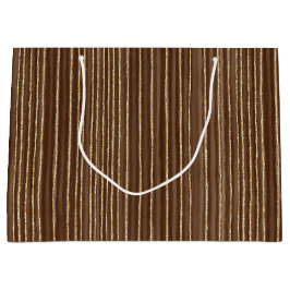 Bolsa De Regalo Grande Brown Gold Stripes Christmas