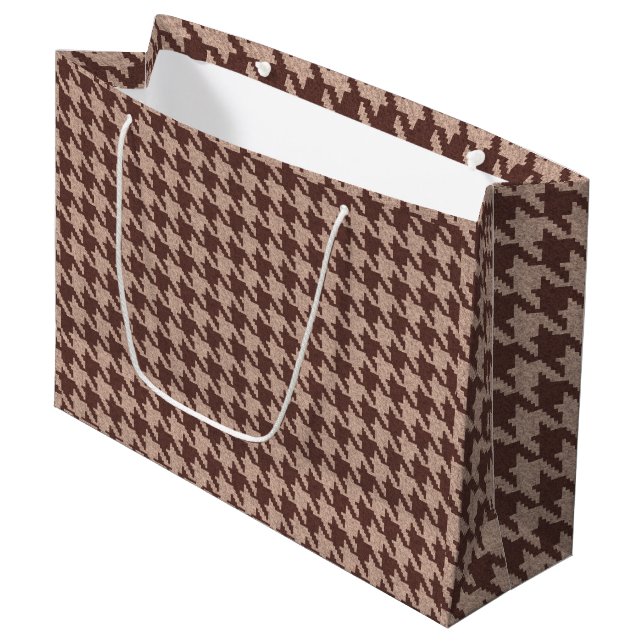Bolsa De Regalo Grande Brown Houndstooth Preppy Classic Pattern (Angulo Anverso)