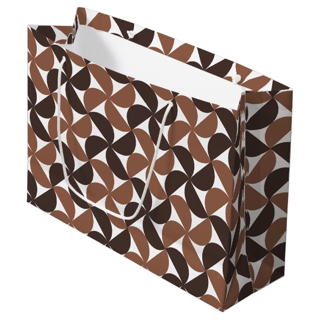 Bolsa De Regalo Grande Brown Mid Century Modern Pattern (Angulo Anverso)