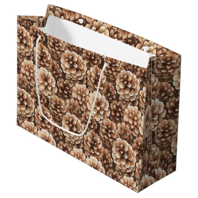 Bolsa De Regalo Grande Brown Pine Cones Nature Birthday (Angulo Anverso)