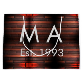Bolsa De Regalo Grande Brown rustic brick stone add name letter year date