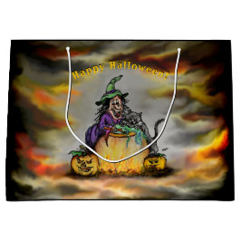 Bolsa De Regalo Grande Bruja y gato negro, ¡Feliz Halloween!