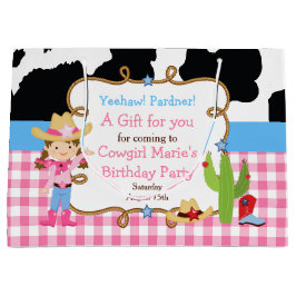 Bolsa De Regalo Grande Brunette Cowgirl Western Gracias