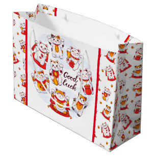 Bolsa De Regalo Grande Buena suerte Maneki Neko Cat Gift Bag