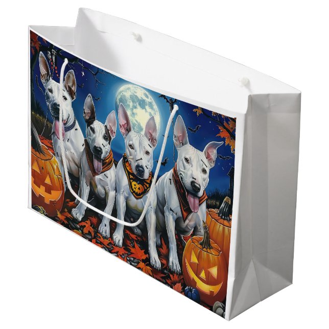 Bolsa De Regalo Grande Bull Terrier Halloween Spooky (Angulo Anverso)