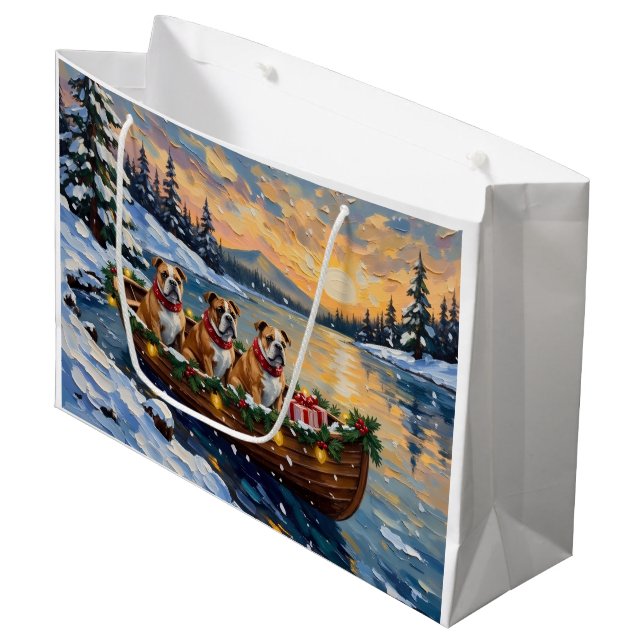 Bolsa De Regalo Grande Bulldog Christmas Boat Holiday (Angulo Anverso)