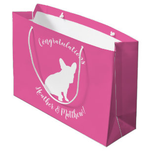 Bolsa De Regalo Grande Bulldog francés Baby Shower Frenchie Rosa