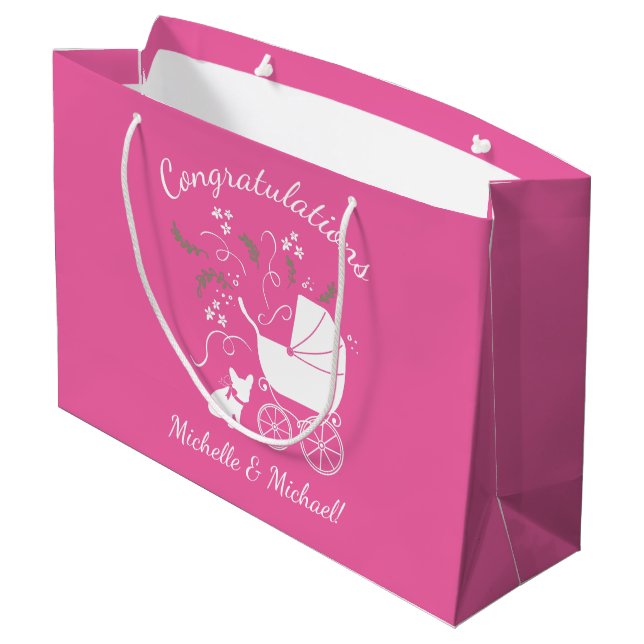 Bolsa De Regalo Grande Bulldog francés Baby Shower Frenchy Frenchie Pink (Angulo reverso)