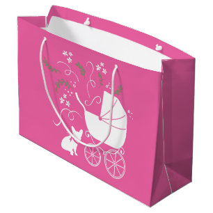 Bolsa De Regalo Grande Bulldog francés Baby Shower Frenchy Frenchie Rosa