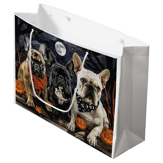 Bolsa De Regalo Grande Bulldog francés Halloween Spooky (Angulo Anverso)