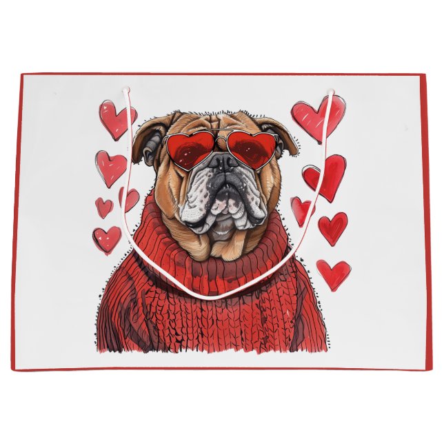 Bolsa De Regalo Grande Bulldog inglés día de San Valentín (Anverso)