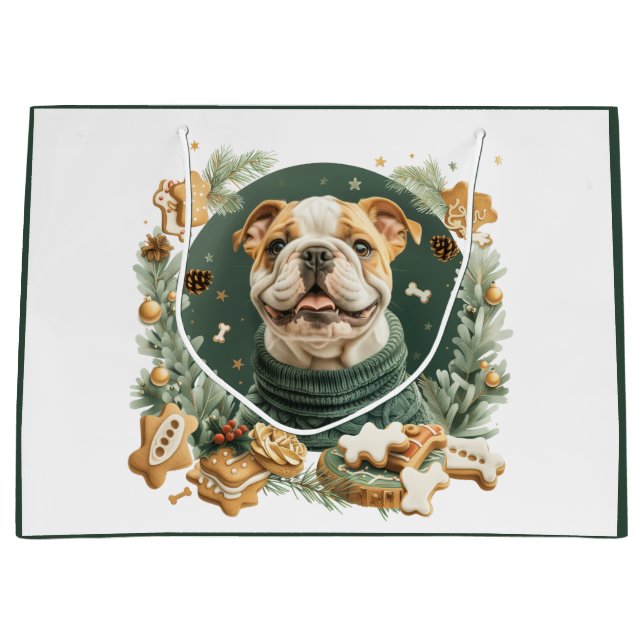 Bolsa De Regalo Grande Bulldog inglés navidades (Anverso)