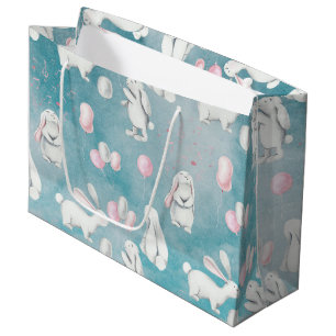Bolsa De Regalo Grande Bunnies conejitos en un ilustracion animal celesti