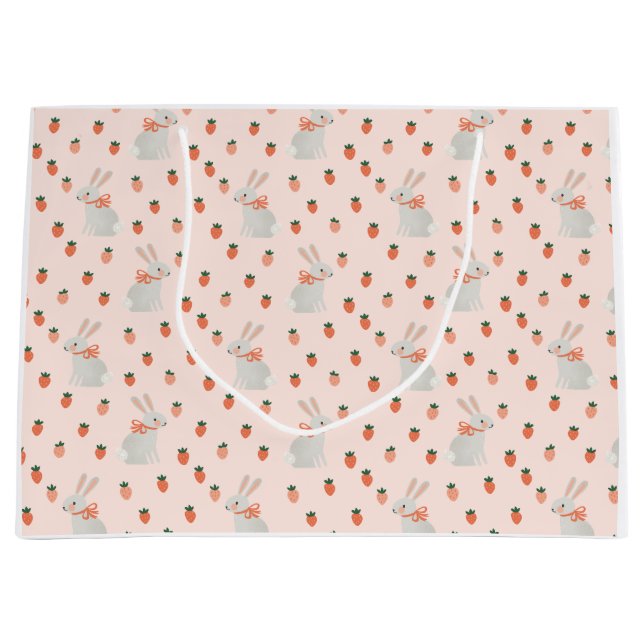 Bolsa De Regalo Grande Bunny and Strawberry Birthday Party (Anverso)