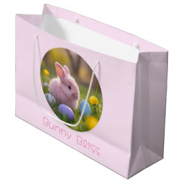 Bolsa De Regalo Grande Bunny Bliss-Fluffy Bunny Pink Semana Santa Gigante