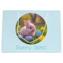 Bolsa De Regalo Grande Bunny Bliss-Fluffy Pink Bunny Easter