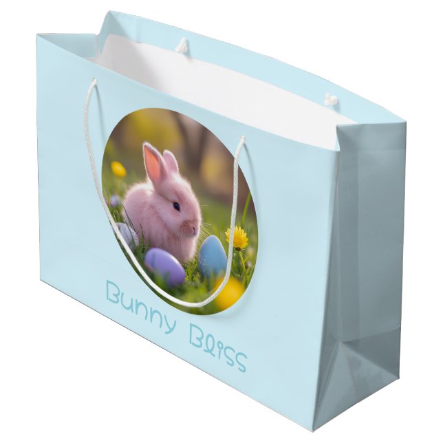 Bolsa De Regalo Grande Bunny Bliss-Fluffy Pink Bunny Easter (Angulo reverso)