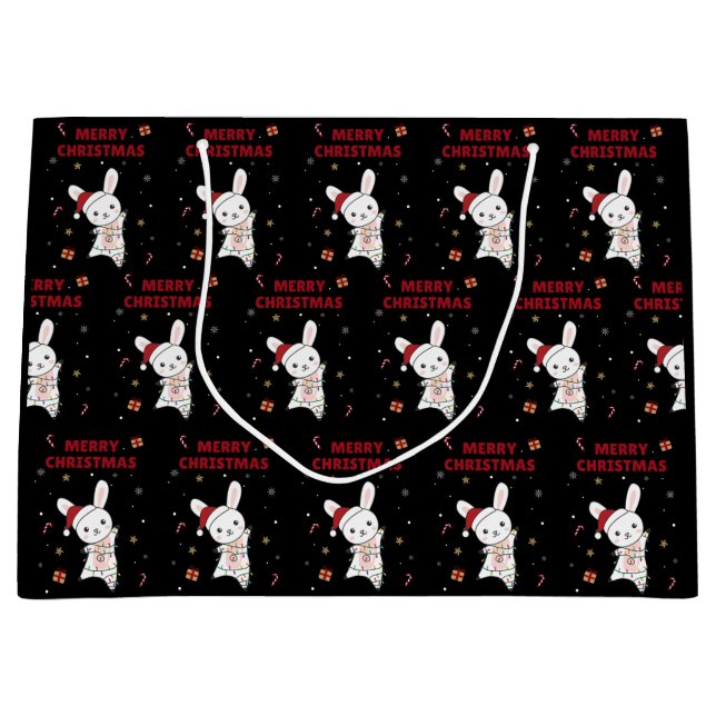 Bolsa De Regalo Grande Bunny Merry Christmas Winter Animals Rabbits (Anverso)