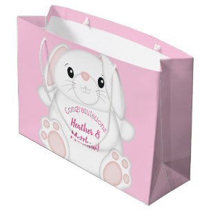 Bolsa De Regalo Grande Bunny Rabbit Baby Shower Pink