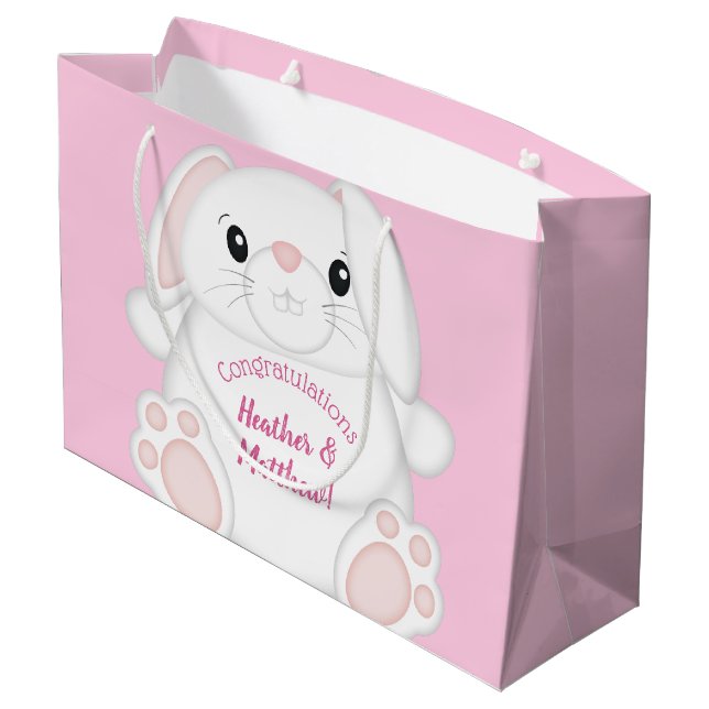 Bolsa De Regalo Grande Bunny Rabbit Baby Shower Pink (Angulo reverso)