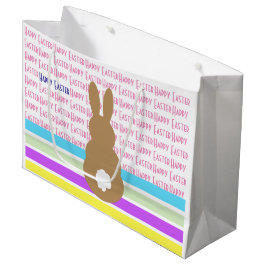 Bolsa De Regalo Grande Bunny Silhouette Y Feliz Diseño De Pascua