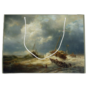 Bolsa De Regalo Grande Buques en tormenta en la costa holandesa