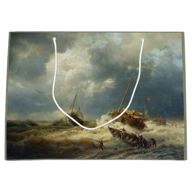Bolsa De Regalo Grande Buques en tormenta en la costa holandesa (Anverso)