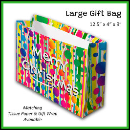 Bolsa De Regalo Grande [Burbujas Beatnik] Punto de polka retro arcoiris t