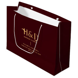 Bolsa De Regalo Grande Burgundy & Gold Monogram Wedding Welcome Guest 