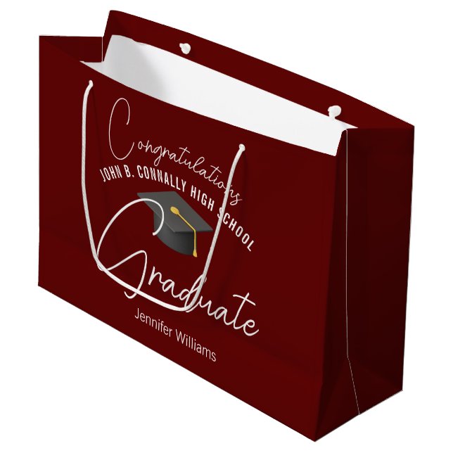 Bolsa De Regalo Grande Burgundy Graduate Customized Graduation Party (Angulo Anverso)