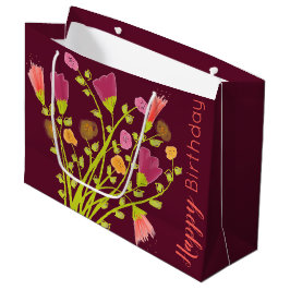 Bolsa De Regalo Grande Burgundy Happy Birday Paper Tote Bag