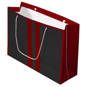Bolsa De Regalo Grande Burgundy Red Carbon Style Carreras Stripes Decorac