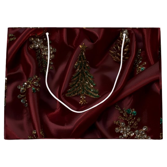 Bolsa De Regalo Grande Burgundy Silk-Look Diamond  (Anverso)