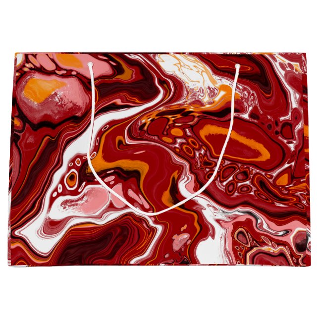 Bolsa De Regalo Grande Burgundy White Digital Fluid Art (Anverso)