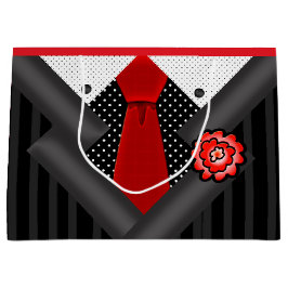 Bolsa De Regalo Grande Caballero elegante en blanco negro y rojo