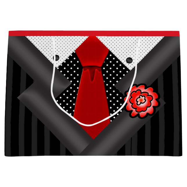 Bolsa De Regalo Grande Caballero elegante en blanco negro y rojo (Anverso)