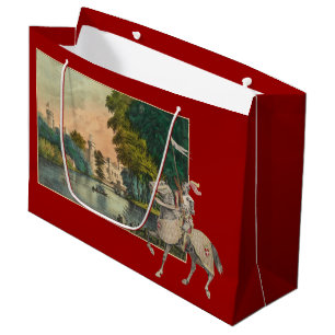 Bolsa De Regalo Grande Caballero y caballo en castillo de la armadura
