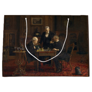 Bolsa De Regalo Grande Caballeros jugando al ajedrez (Thomas Eakins)