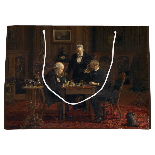 Bolsa De Regalo Grande Caballeros jugando al ajedrez (Thomas Eakins) (Anverso)