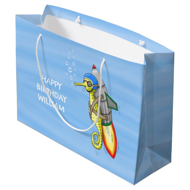 Bolsa De Regalo Grande Caballito de mar cohete (Angulo reverso)
