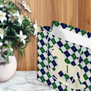 Bolsa De Regalo Grande Caballo de Balanza Preppy Argyle Cumpleaños 1