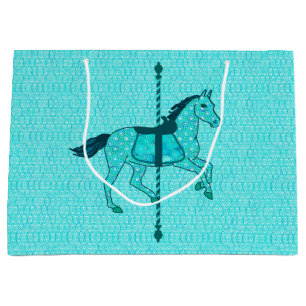 Bolsa De Regalo Grande Caballo de carrusel - Turquesa y Aqua