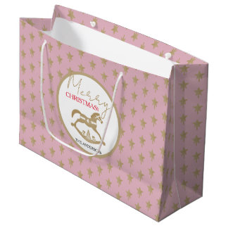 Bolsa De Regalo Grande Caballo de Navidad de Madera Mecedora