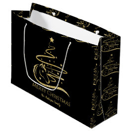 Bolsa De Regalo Grande Caballo de Navidad purpurina de oro Ecuestre