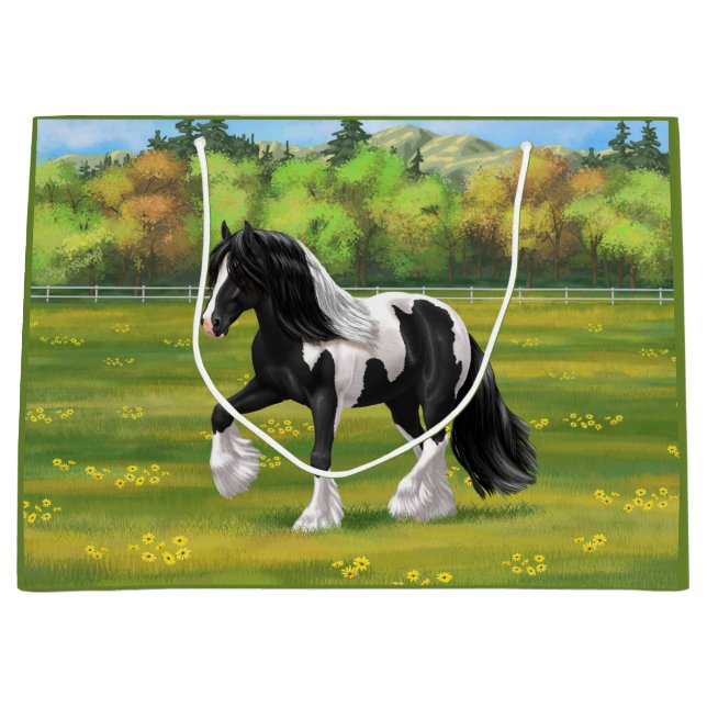 Bolsa De Regalo Grande Caballo de Vanner de Black Pinto Piebald Gypsy (Anverso)