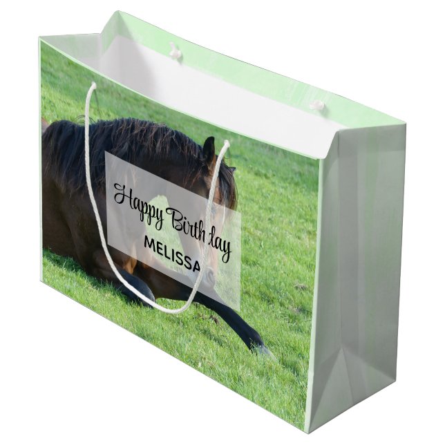 Bolsa De Regalo Grande Caballo marrón bonito sentado en el cumpleaños de  (Angulo Anverso)