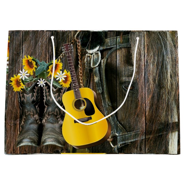 Bolsa De Regalo Grande Caballo occidental botas de vaca Guitarra girasole (Anverso)