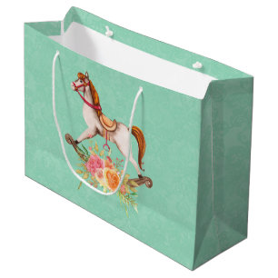 Bolsa De Regalo Grande Caballo rocoso vintage con Bouquet floral