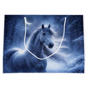 Bolsa De Regalo Grande Caballo y Luna Hermoso Invierno